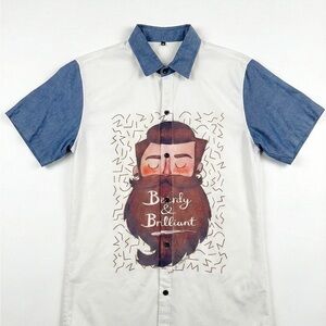 Beardy & Brilliant Men's White and Blue Shirt